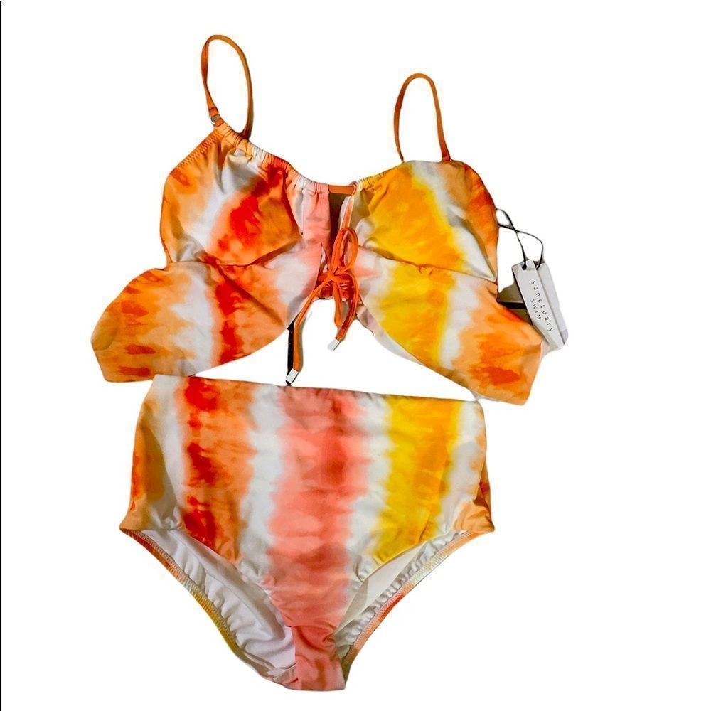Sanctuary tie dye ruffle 2 piece bikini bathing suite size medium